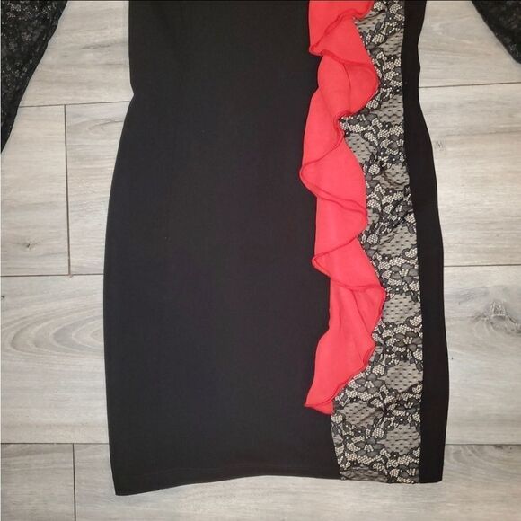 Halston Heritage Women Black diamond key hole Neck Long-Sleeve Lace Dres… - Picture 2 of 16